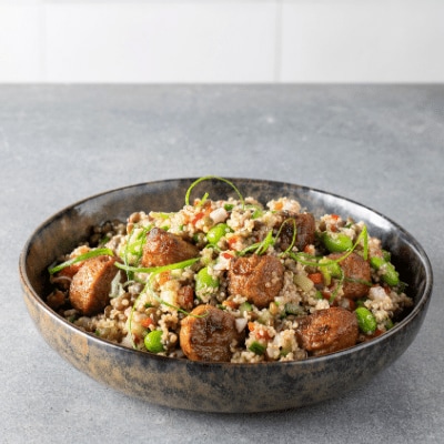 Boulettes épicées TVB NOMeatballs avec salade de lentilles colorée